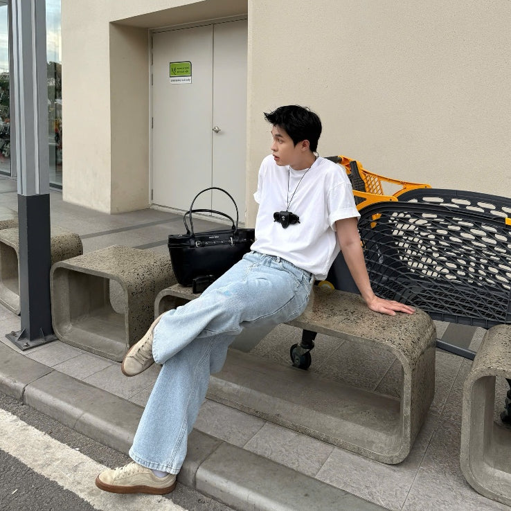 Whose Faded Blue Wide Straight Jeans