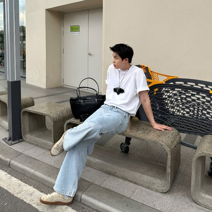 Whose Faded Blue Wide Straight Jeans