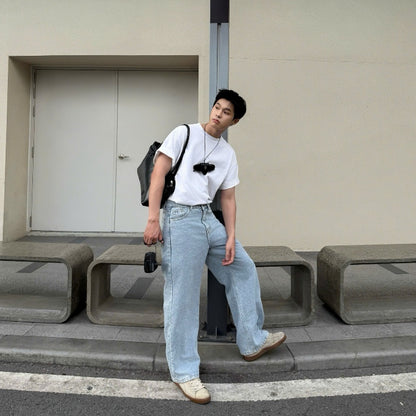 Whose Faded Blue Wide Straight Jeans