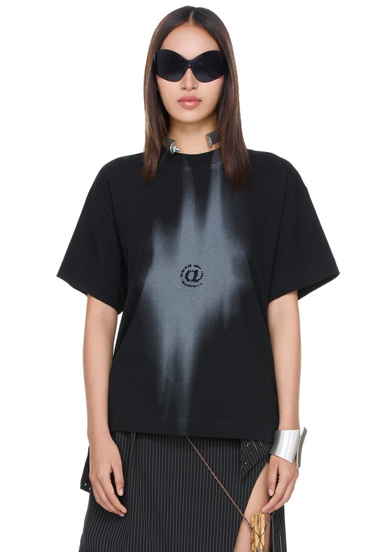 The Beuter Fl@Sh Printed Black Boxy T-Shirt