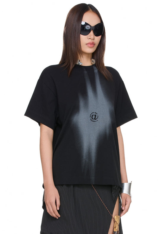 The Beuter Fl@Sh Printed Black Boxy T-Shirt
