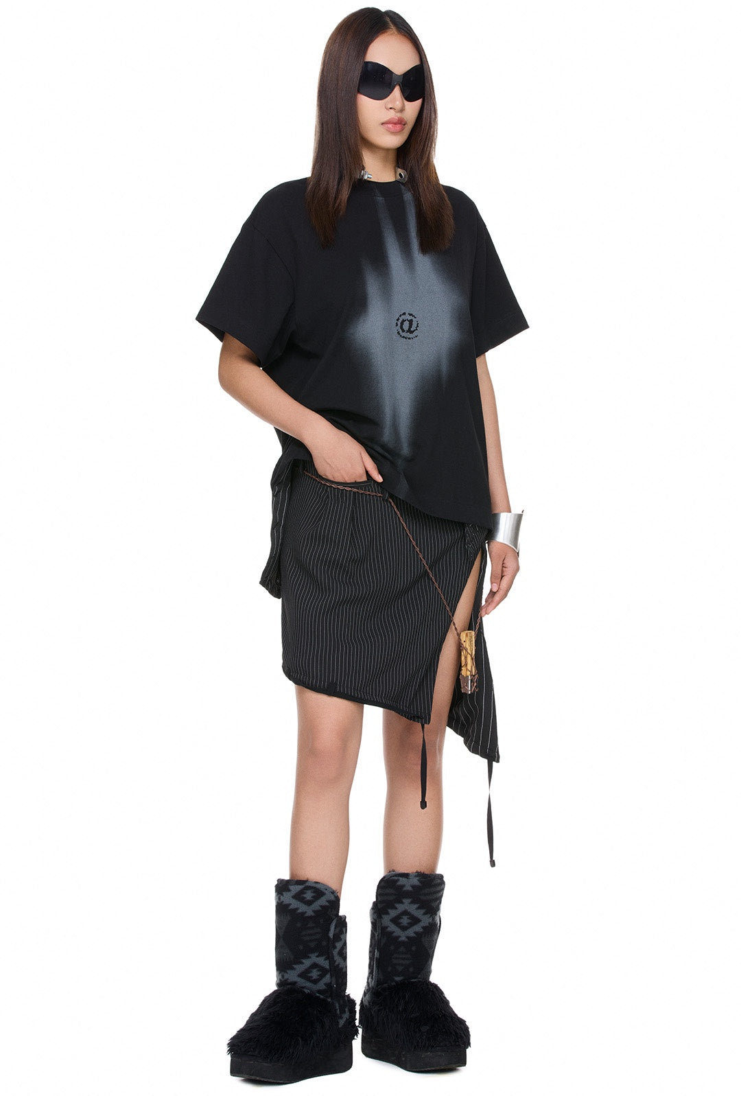 The Beuter Fl@Sh Printed Black Boxy T-Shirt