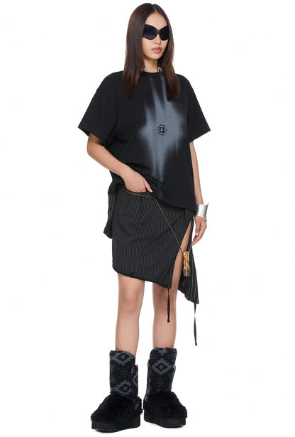 The Beuter Fl@Sh Printed Black Boxy T-Shirt