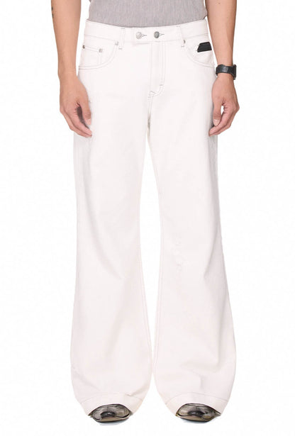 The Beuter Flare Raw Denim Jeans - Off-White