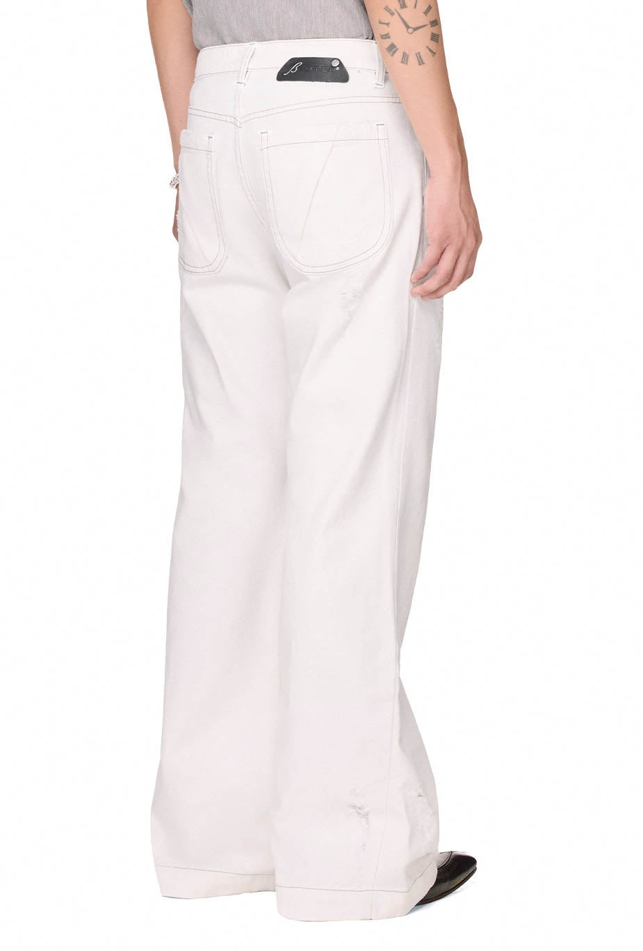 The Beuter Flare Raw Denim Jeans - Off-White