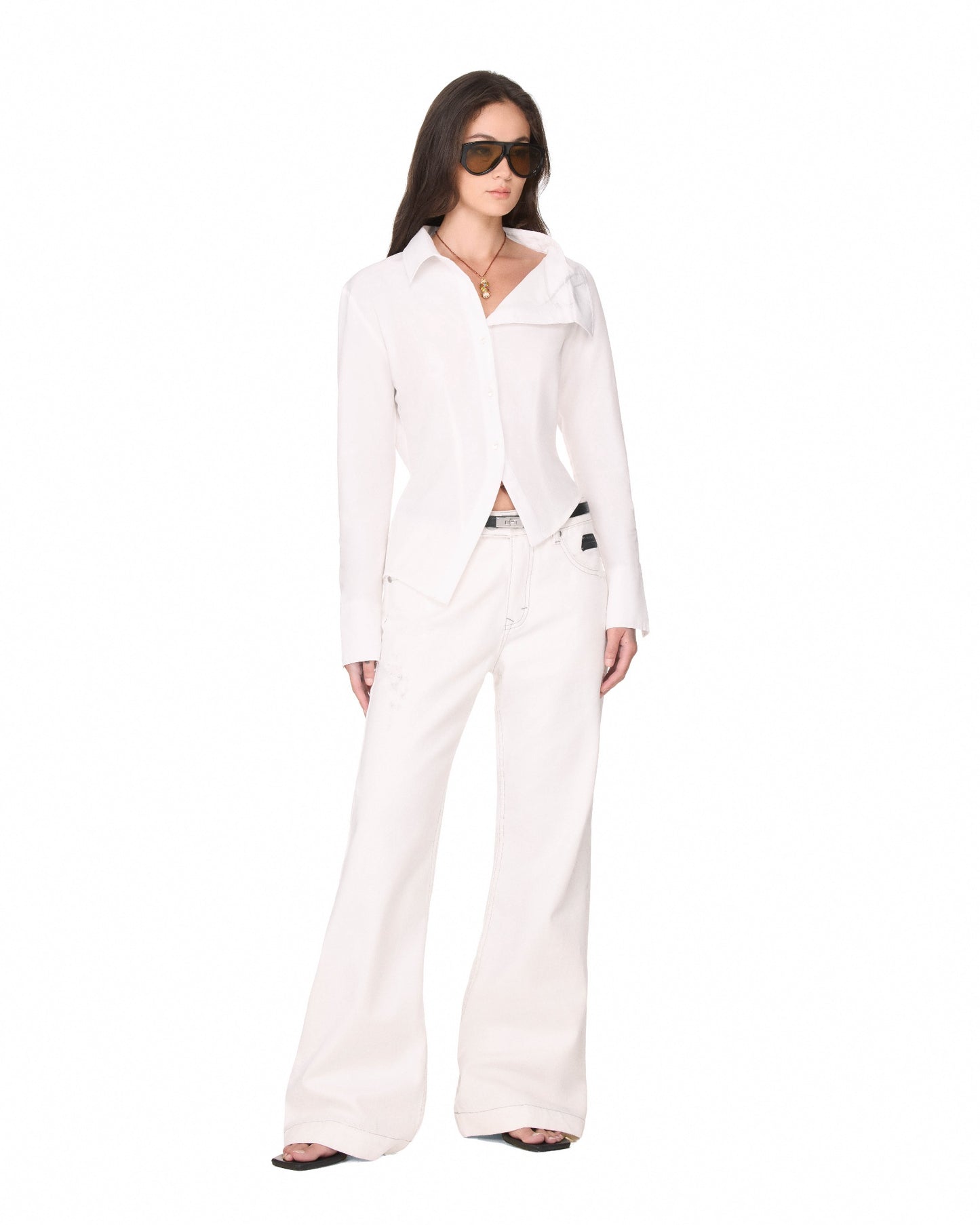 The Beuter Flare Raw Denim Jeans - Off-White