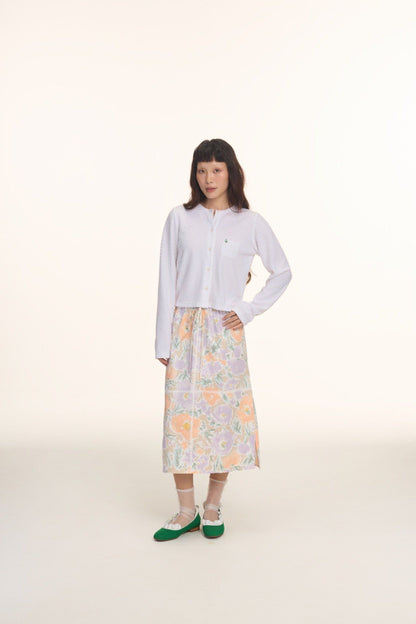 Libe Floral Elastic Mid-Length Skirt (Pre-order)