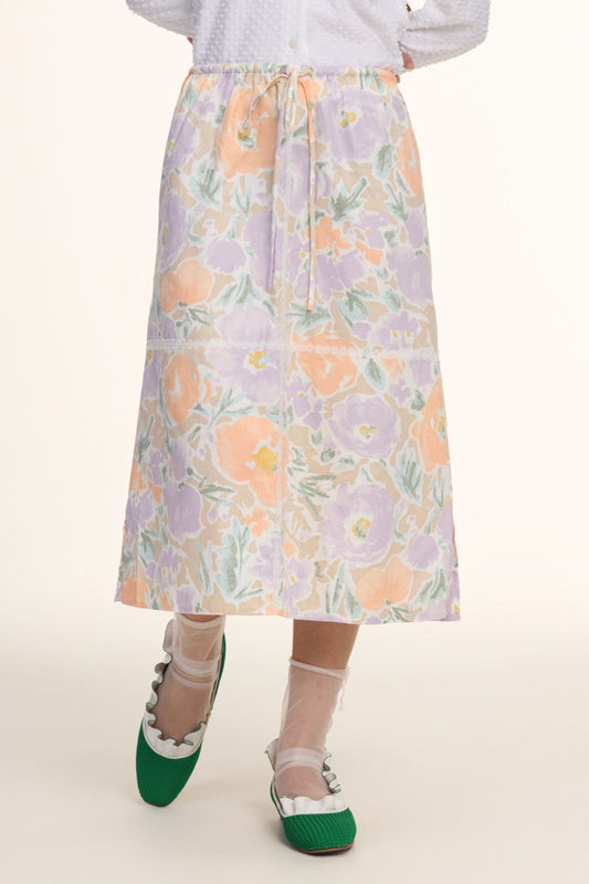 Libe Floral Elastic Mid-Length Skirt (Pre-order)