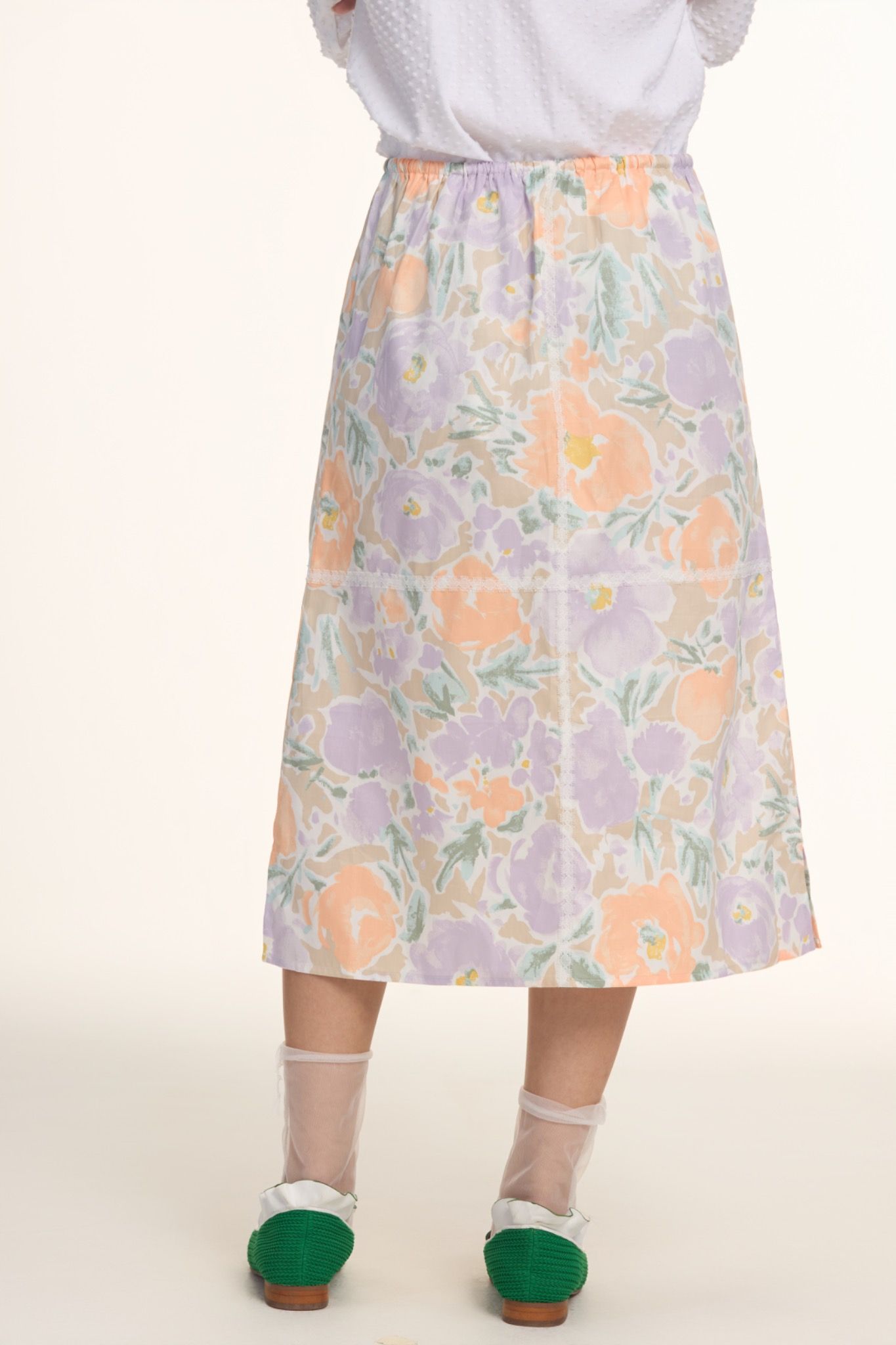 Libe Floral Elastic Mid-Length Skirt (Pre-order)