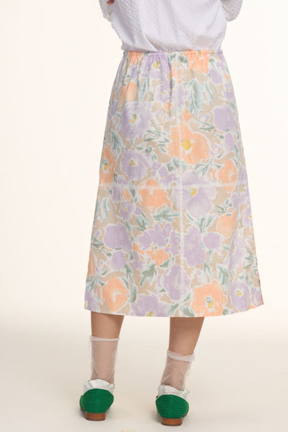 Libe Floral Elastic Mid-Length Skirt (Pre-order)