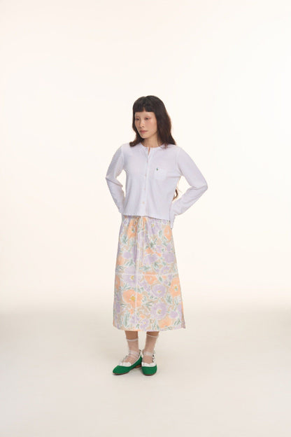 Libe Floral Elastic Mid-Length Skirt (Pre-order)