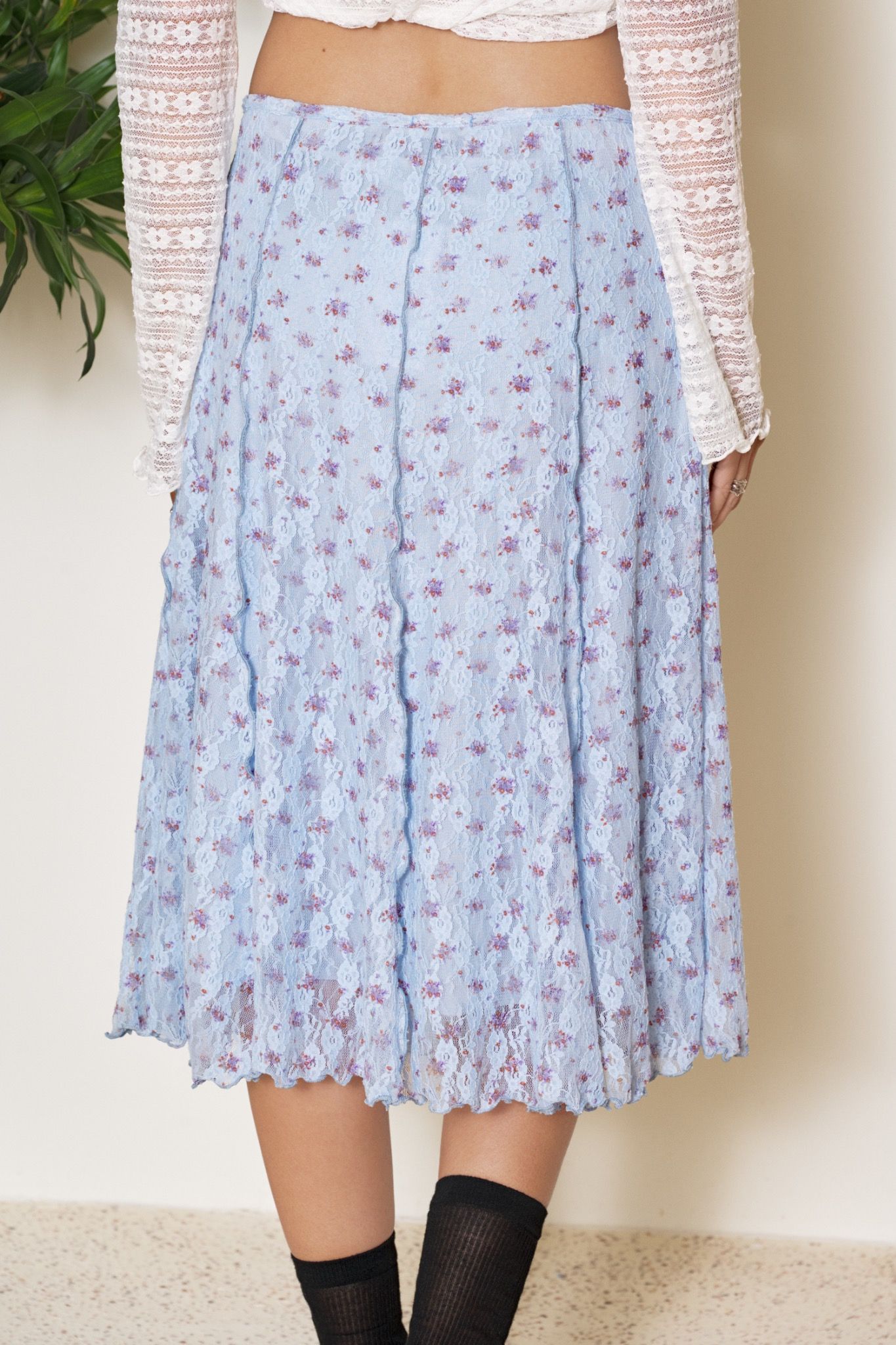 Libe Floral Lace Midi Skirt (Pre-order)