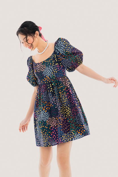 Libe Floral Puff Sleeves Mini Dress (Pre-order)