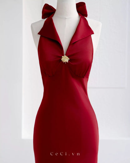 Ceci Gabrille Dress - Burgundy Noir