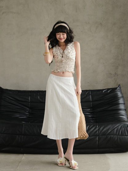 Mieufashionista Gabrielle Long White Skirt
