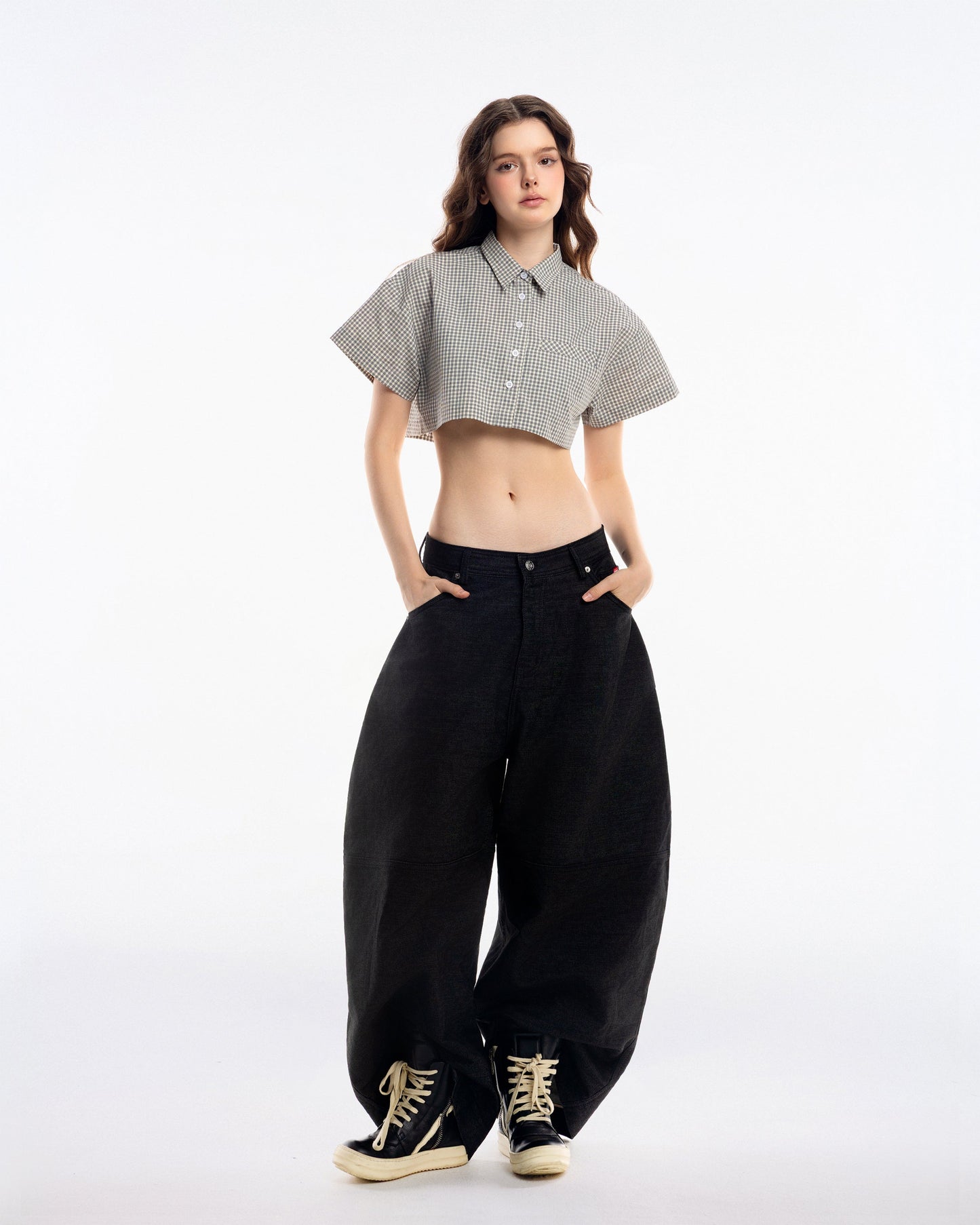 Push Push Gingham Crop Shirt