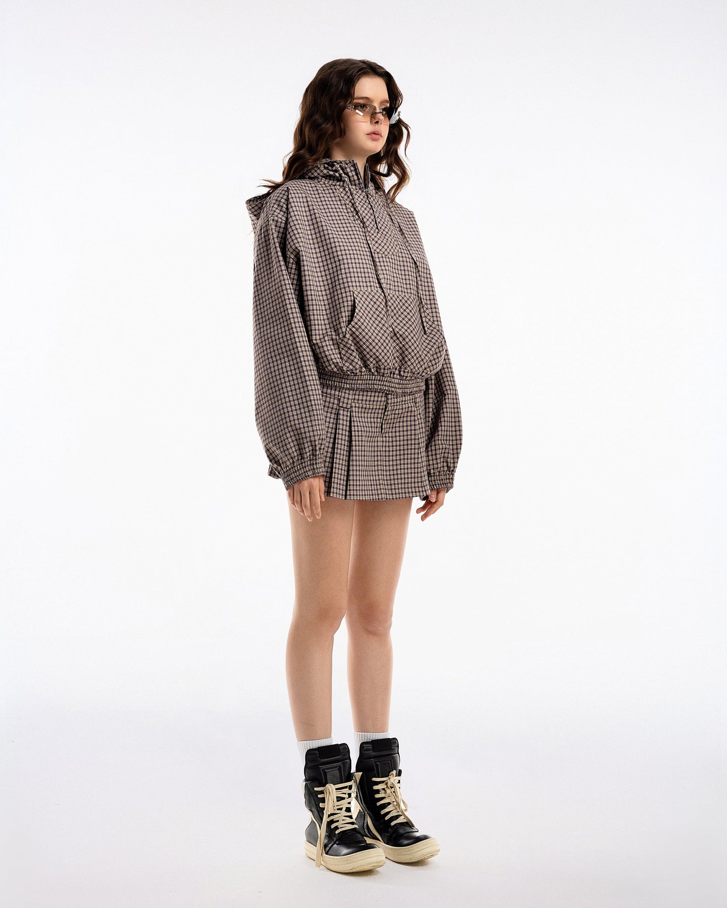 Push Push Gingham Half-zip Hoodie