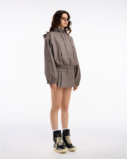 Push Push Gingham Half-zip Hoodie