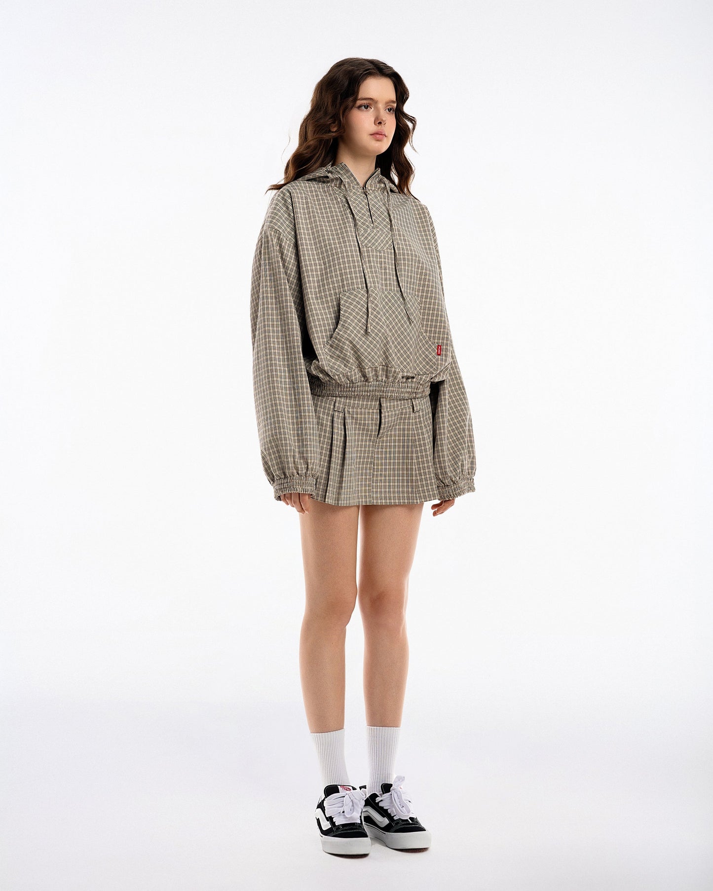 Push Push Gingham Half-zip Hoodie