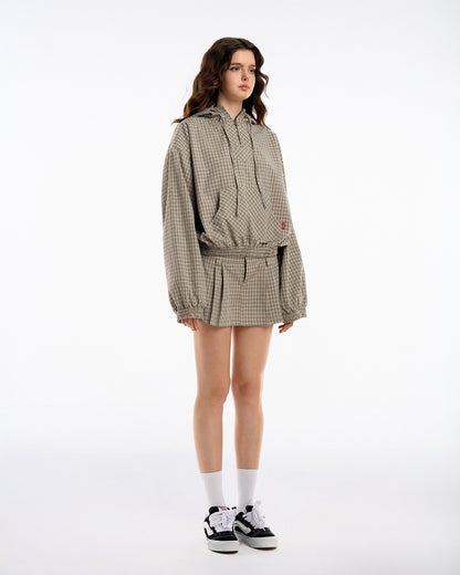 Push Push Gingham Half-zip Hoodie