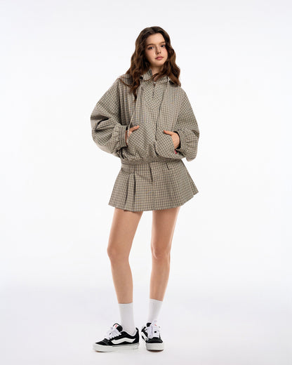 Push Push Gingham Half-zip Hoodie