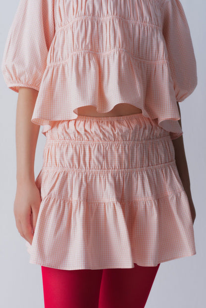 Libe Gingham Smock Mini Skirt (Pre-order)