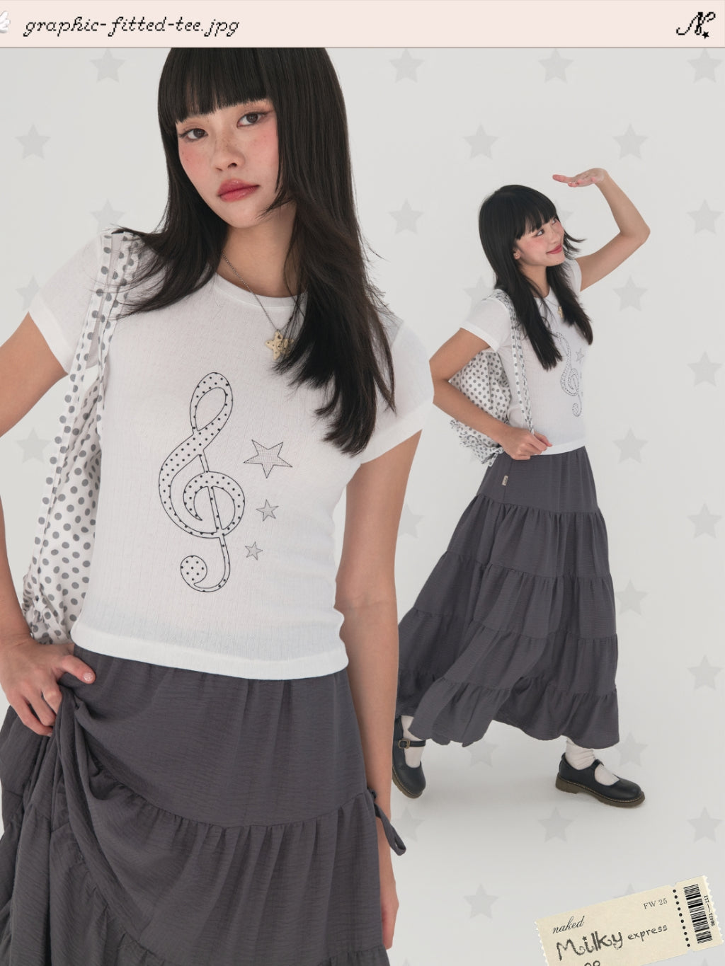 Nakedbyv Graphic Fitted Baby Tee (Pre-order)