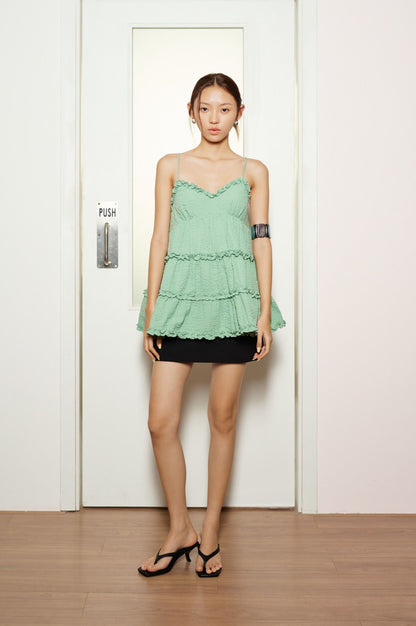 Libe Green Ruffle Cami Top (Pre-order)