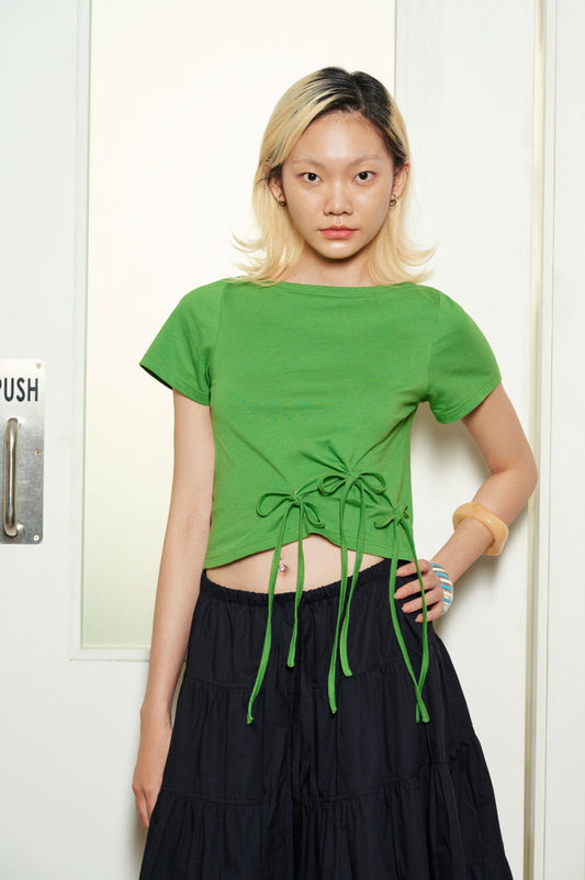Libe Green Top With Bow Tie Details (Pre-order)