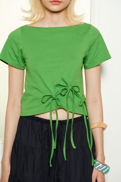 Libe Green Top With Bow Tie Details (Pre-order)