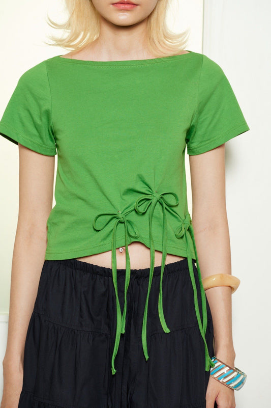 Libe Green Top With Bow Tie Details (Pre-order)