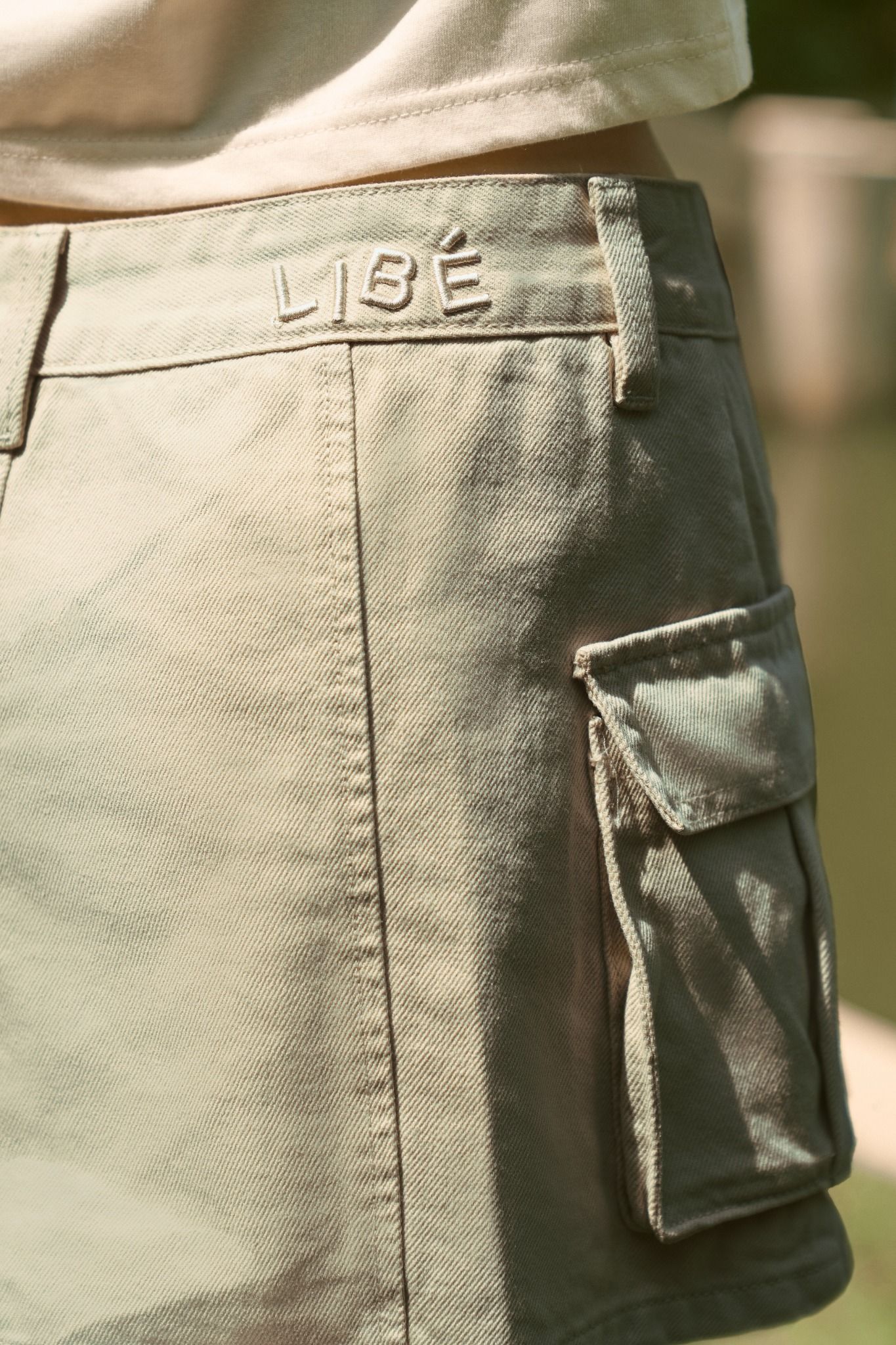 Libe Grey Cargo Mini Skirt (Pre-order)