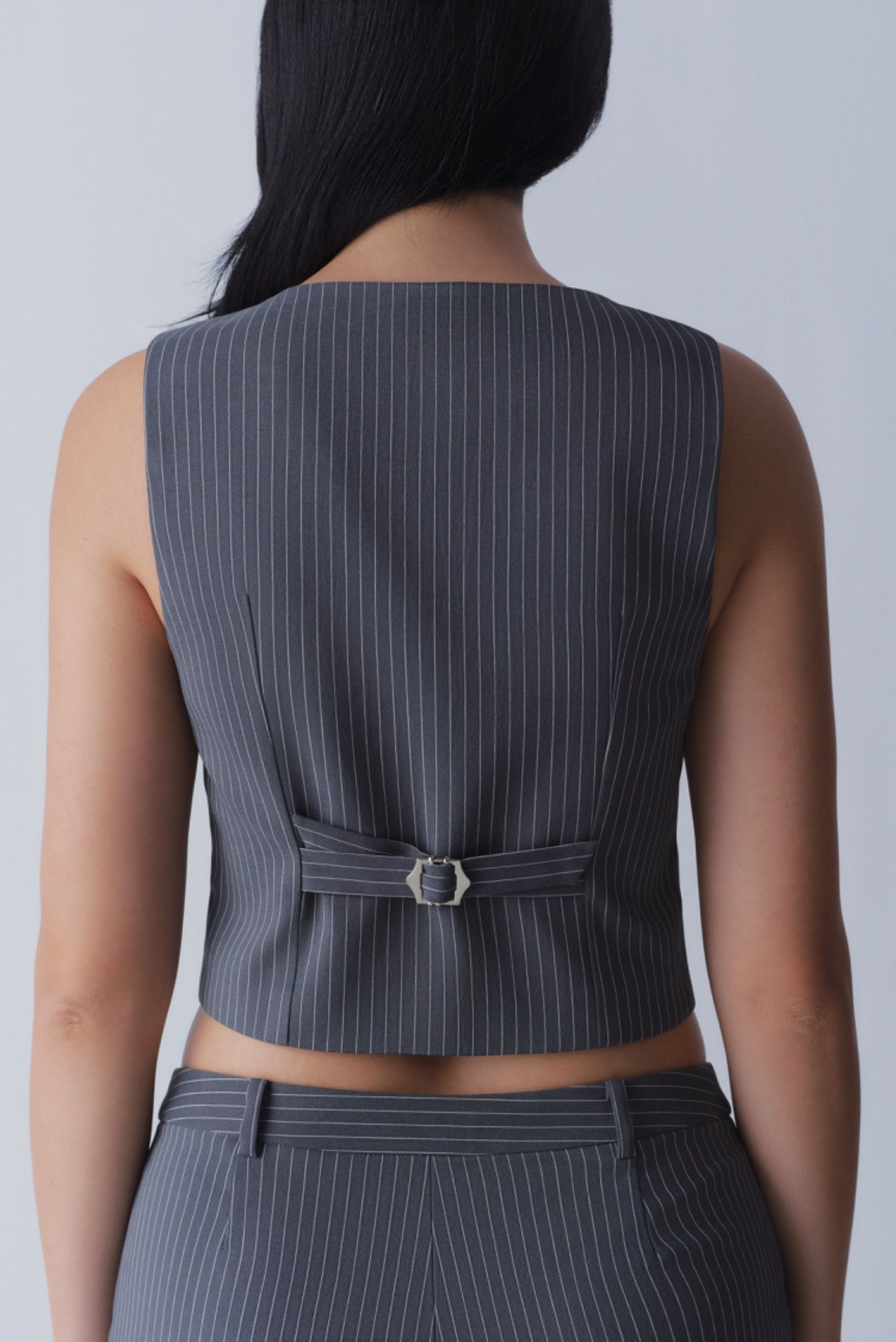 Libe Grey Fitted Gilet Top (Pre-order)