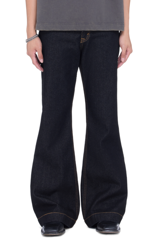 The Beuter Grey Flare Raw Denim Jeans