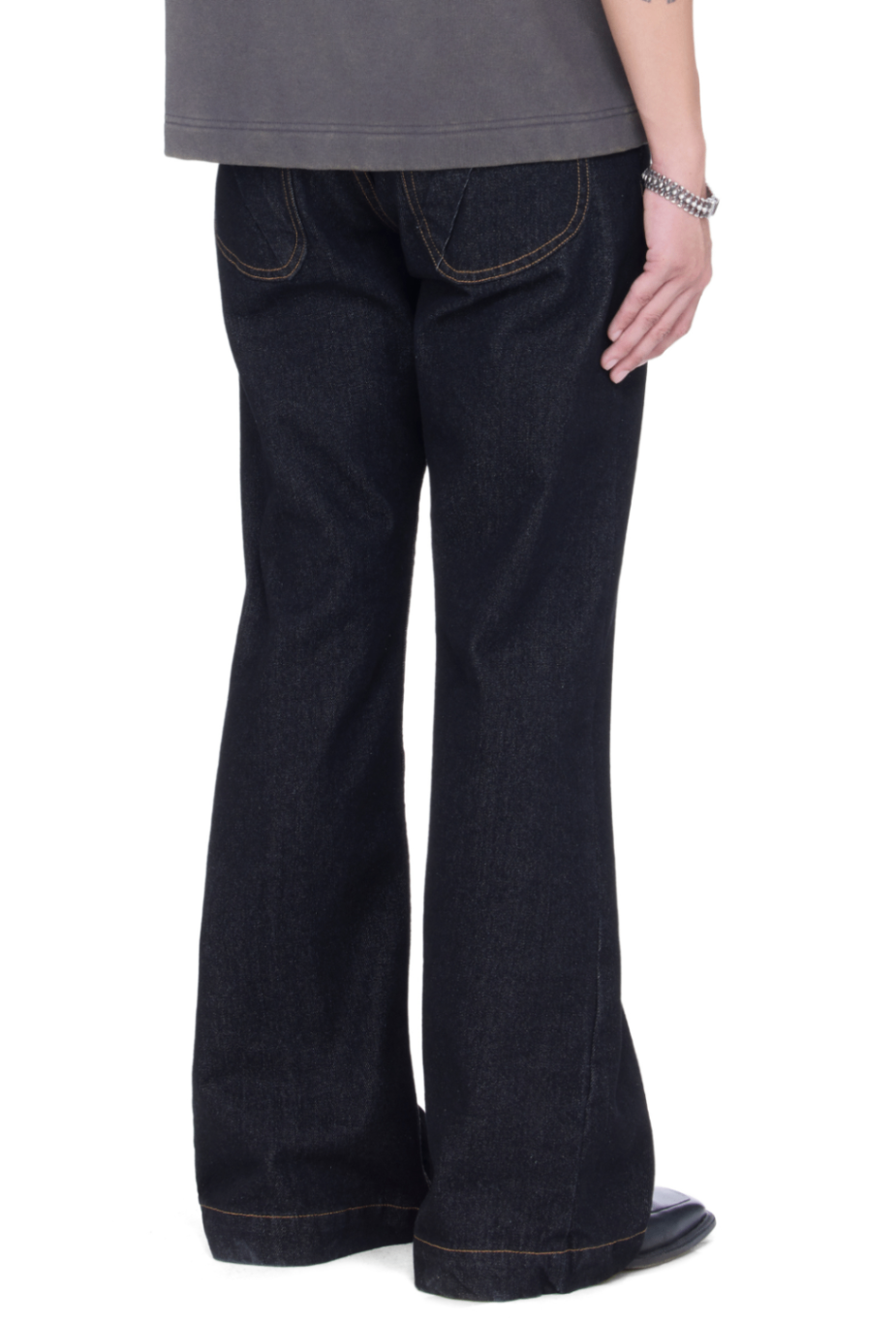 The Beuter Grey Flare Raw Denim Jeans