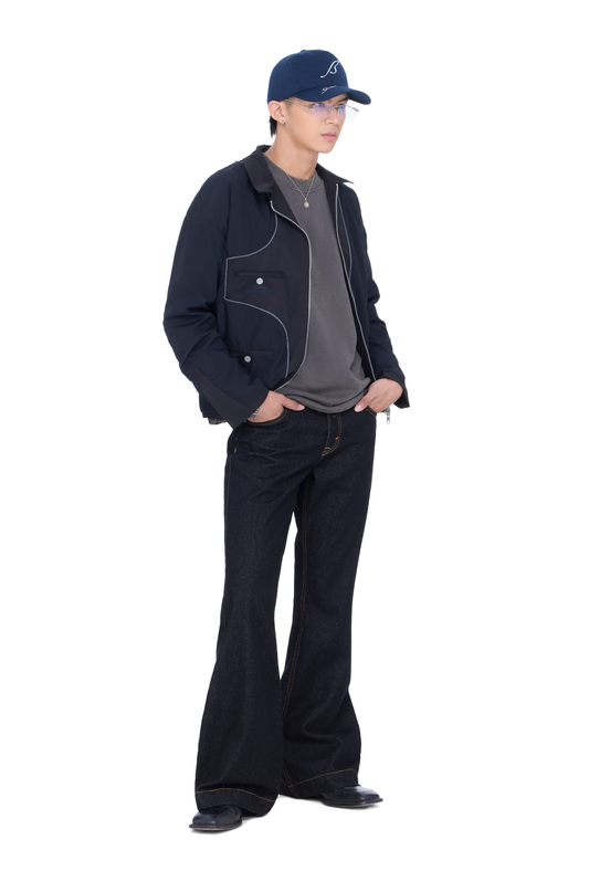 The Beuter Grey Flare Raw Denim Jeans