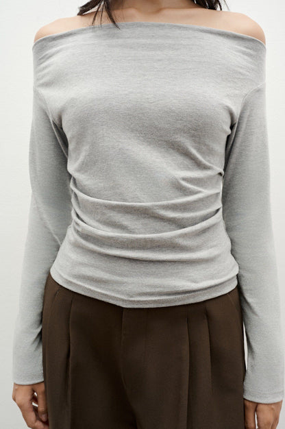 Libe Grey Off Shoulder Top (Pre-order)