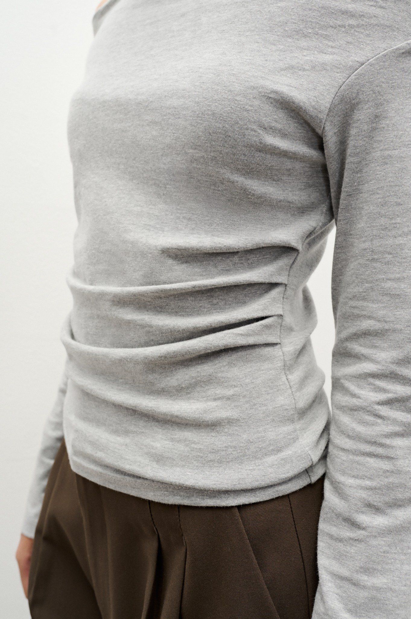 Libe Grey Off Shoulder Top (Pre-order)