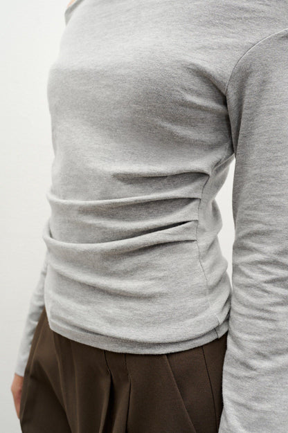 Libe Grey Off Shoulder Top (Pre-order)