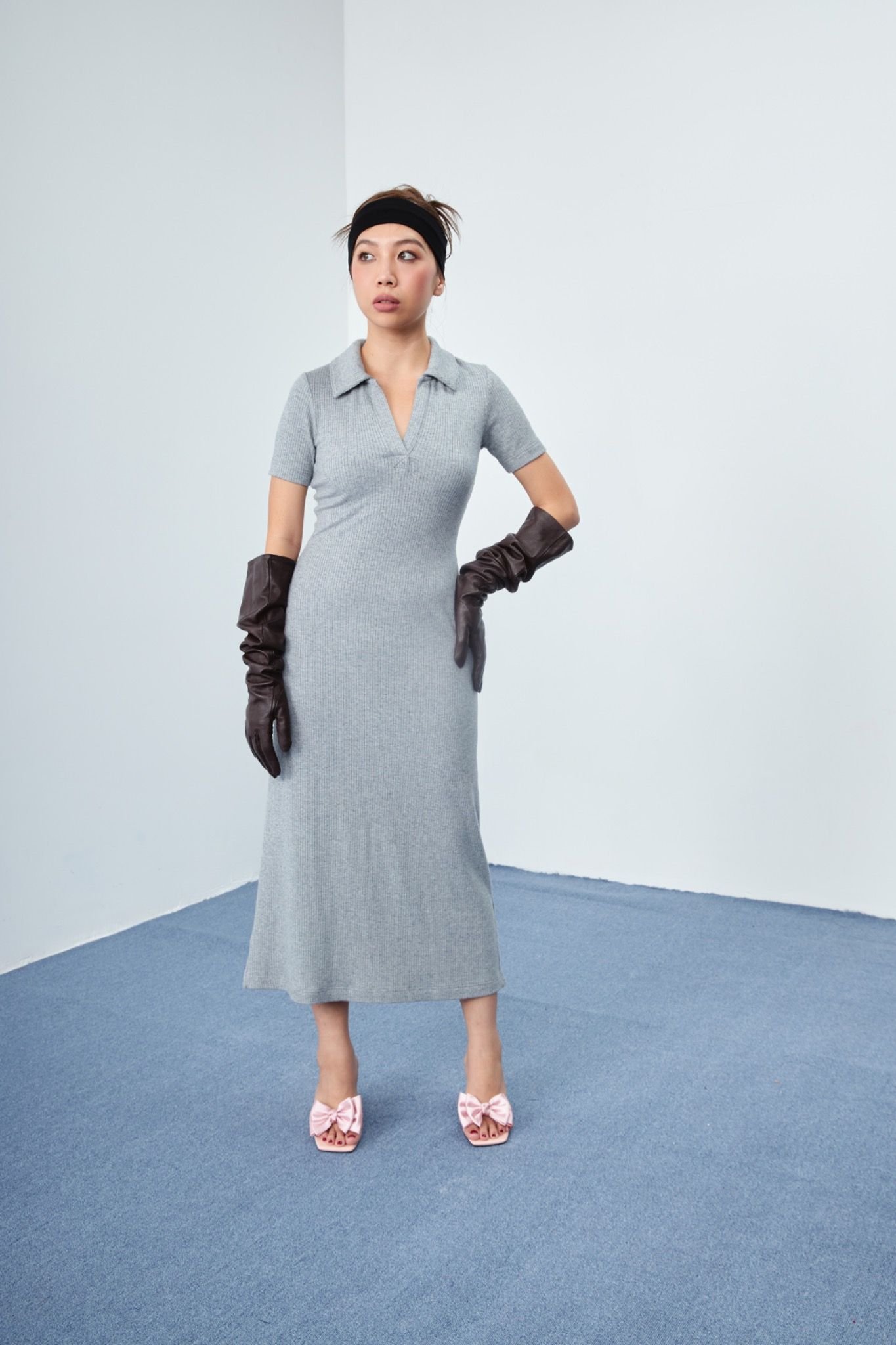 Libe Grey Polo Midi Dress (Pre-order)