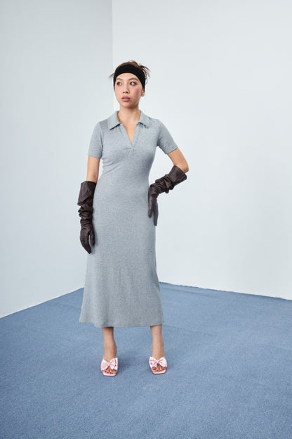 Libe Grey Polo Midi Dress (Pre-order)