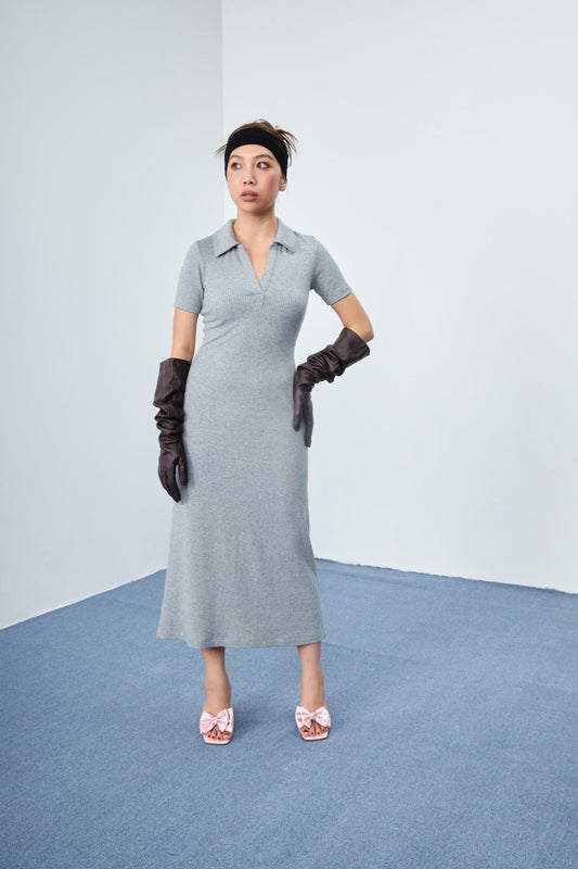 Libe Grey Polo Midi Dress (Pre-order)