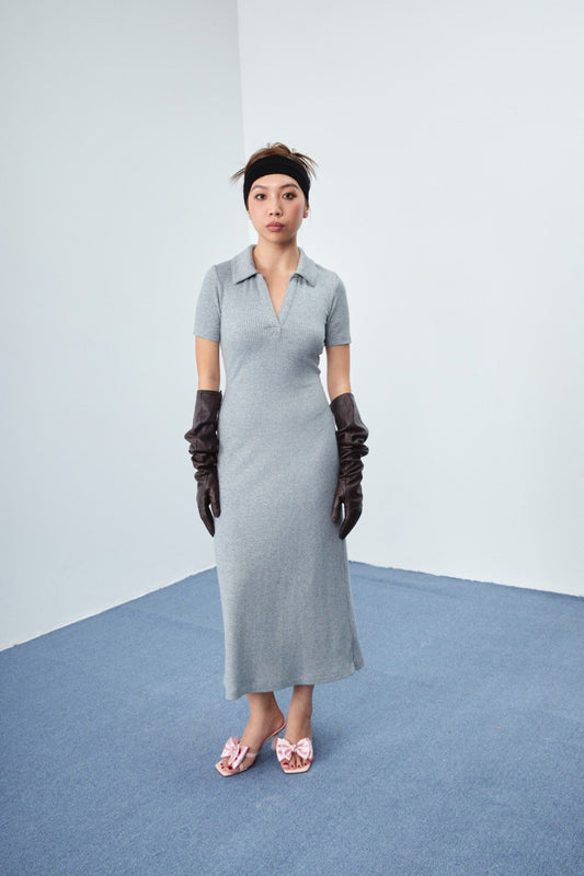 Libe Grey Polo Midi Dress (Pre-order)