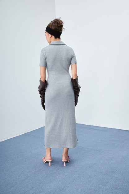 Libe Grey Polo Midi Dress (Pre-order)