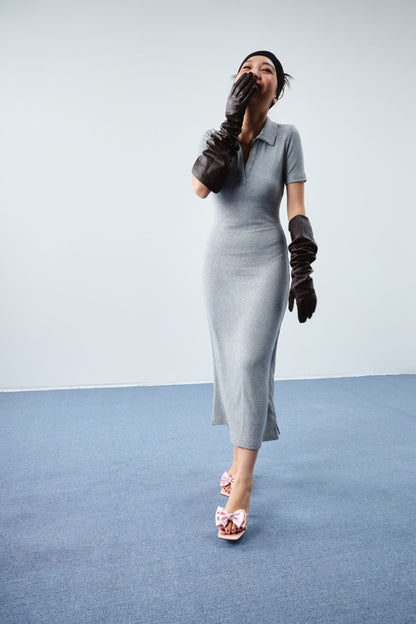 Libe Grey Polo Midi Dress (Pre-order)