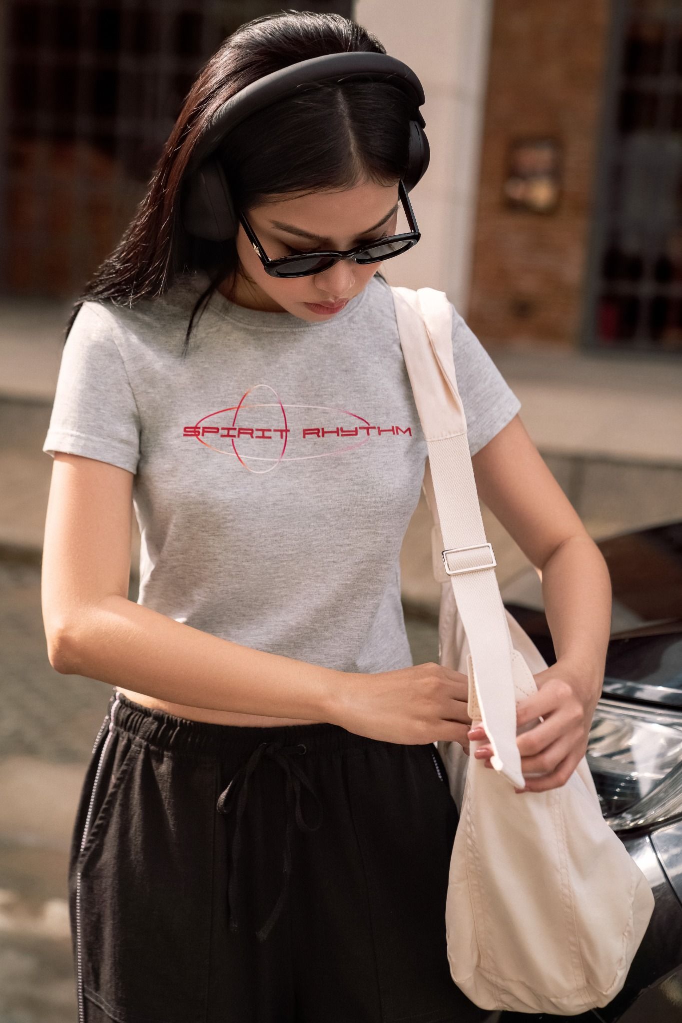 Libe Grey Printed Fitted Baby Tee (Pre-order)
