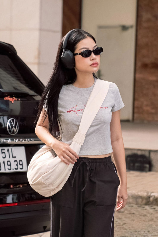 Libe Grey Printed Fitted Baby Tee (Pre-order)