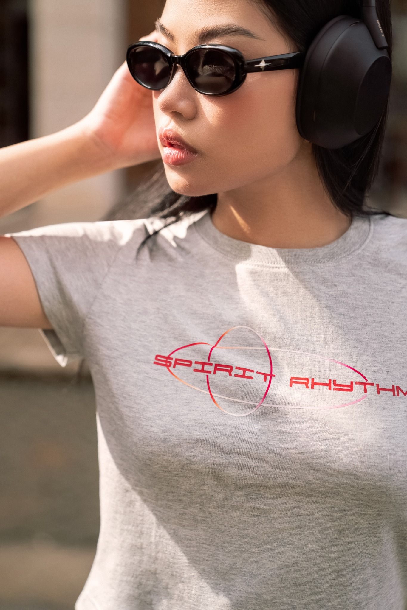 Libe Grey Printed Fitted Baby Tee (Pre-order)