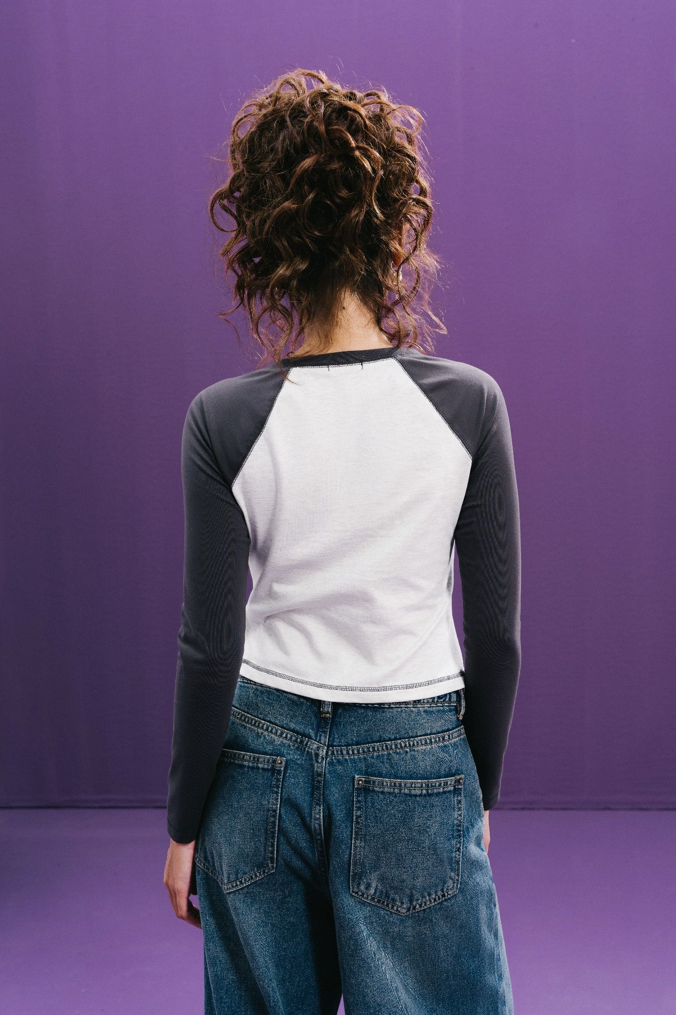Libe Grey Printed Long Sleeve Raglan Top (Pre-order)