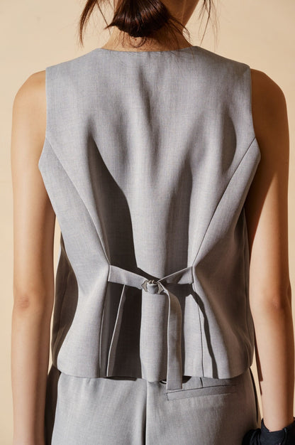 Libe Grey Regular Fit Gilet Top (Pre-order)